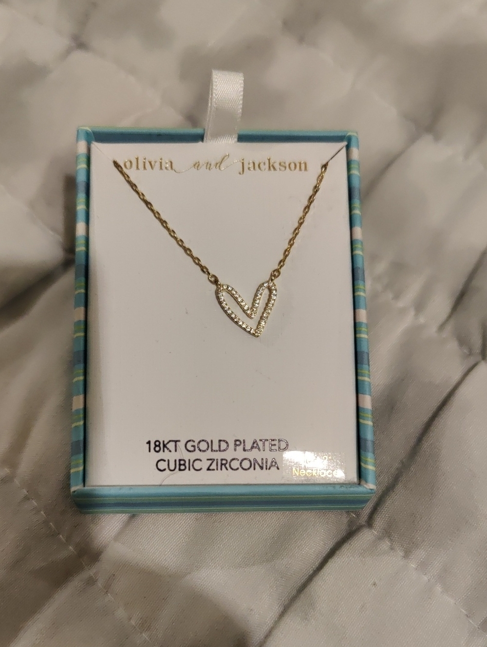 New!Olivia & Jackson Gold Heart V Necklace Cubic Zirconia Y2K Cottagecore Luxury
